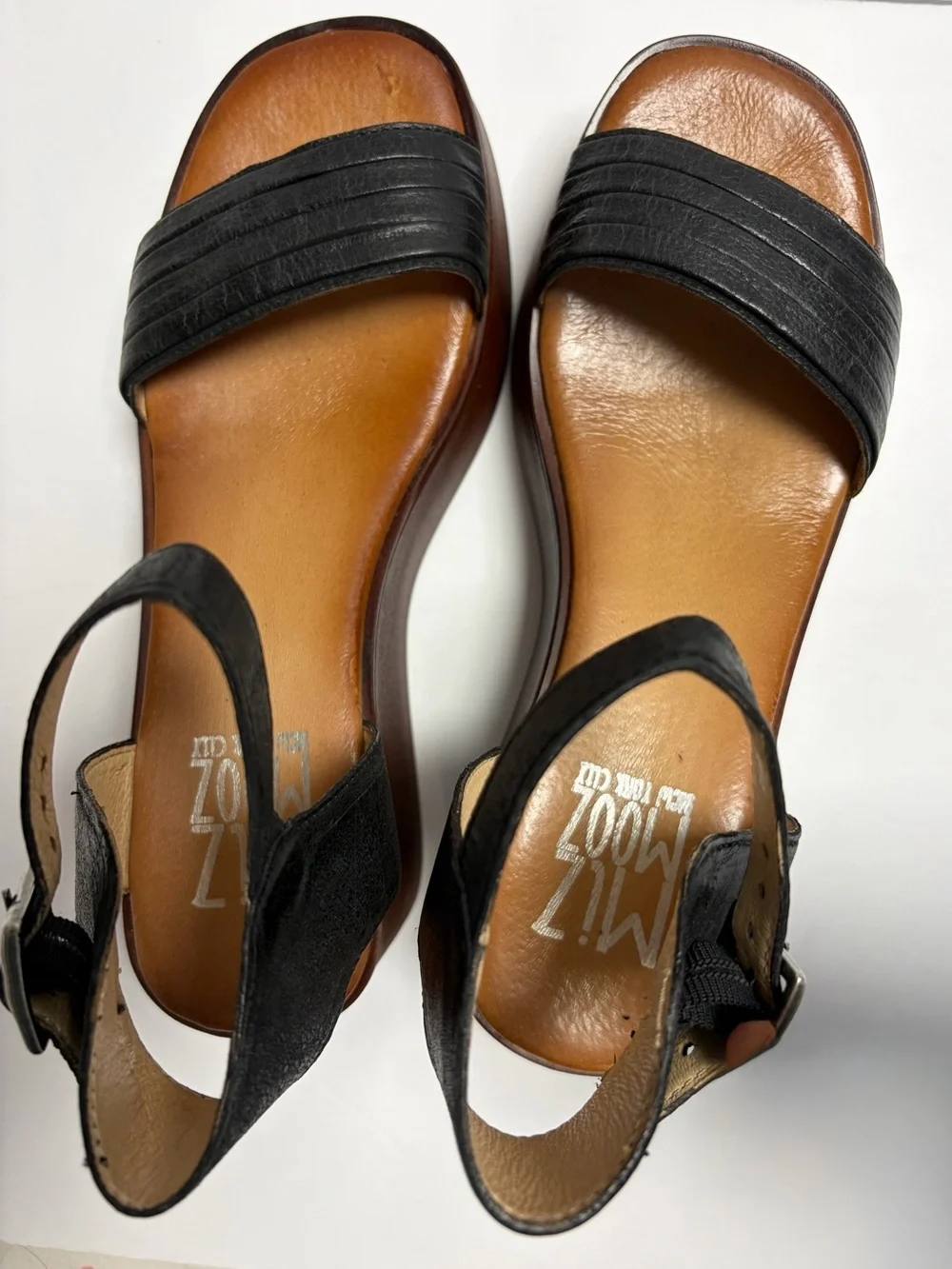 Miz Mooz Gwyneth Leather Platform Wedge Sandals Quiet Luxury  EU 39 / US 8.5-9